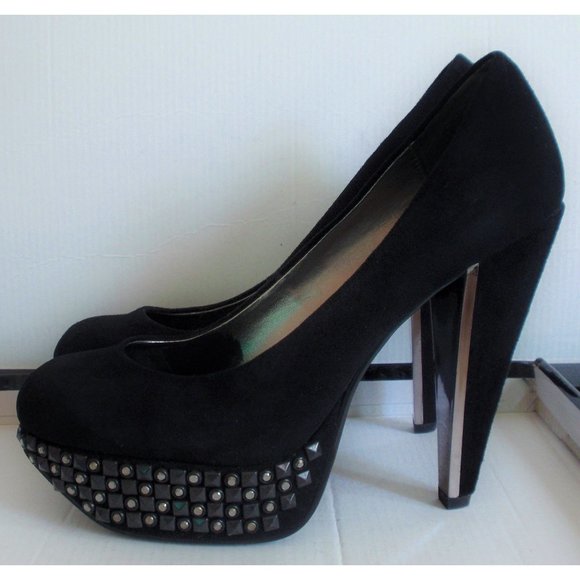 SAM EDELMAN YORK BLACK SUEDE STUDDED PUMP 7.5 - Picture 4 of 9